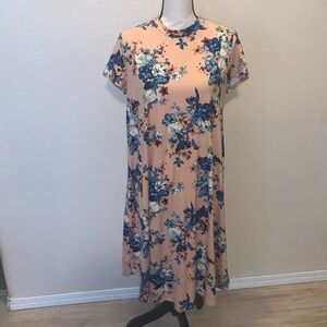 Cents of Style pink floral short sleeve midi dress
